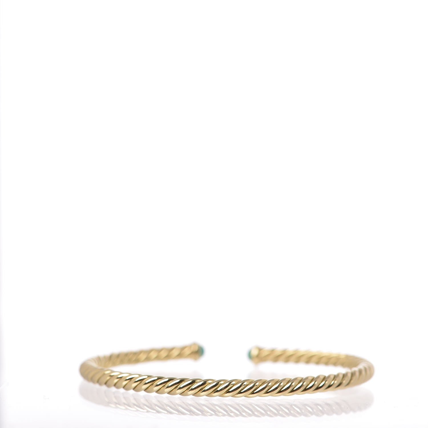 David Yurman 18K Yellow Gold Emerald 4mm Cablespira Bracelet 3 of 5