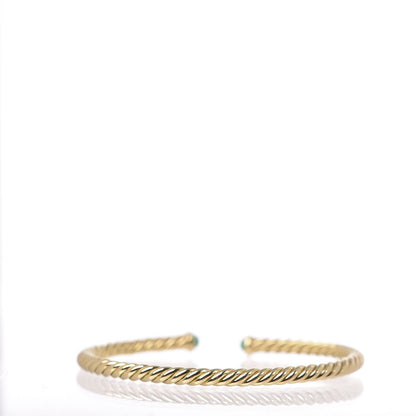 David Yurman 18K Yellow Gold Emerald 4mm Cablespira Bracelet 3 of 5