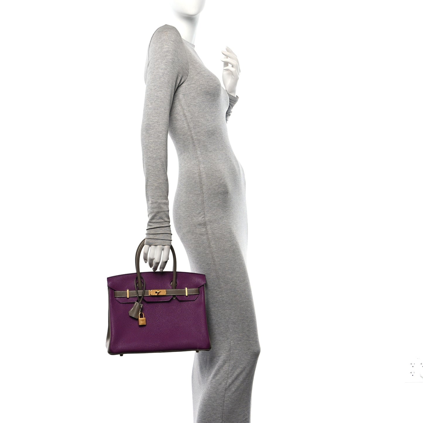 Chevre Mysore Bi-Color Horseshoe Birkin 30 Anemone Etoupe