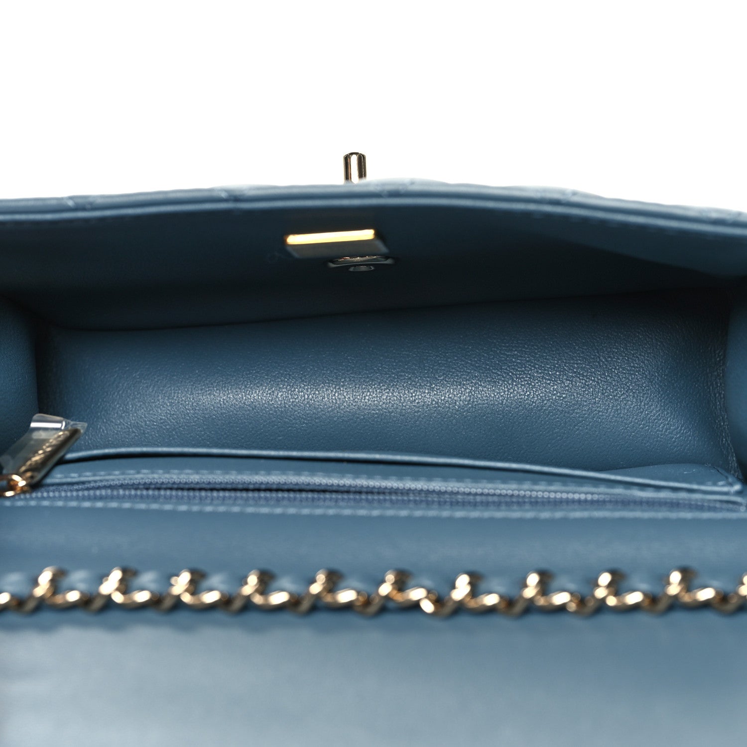 Chanel Lambskin Quilted Mini Top Handle Rectangular Flap Blue 5 of 11