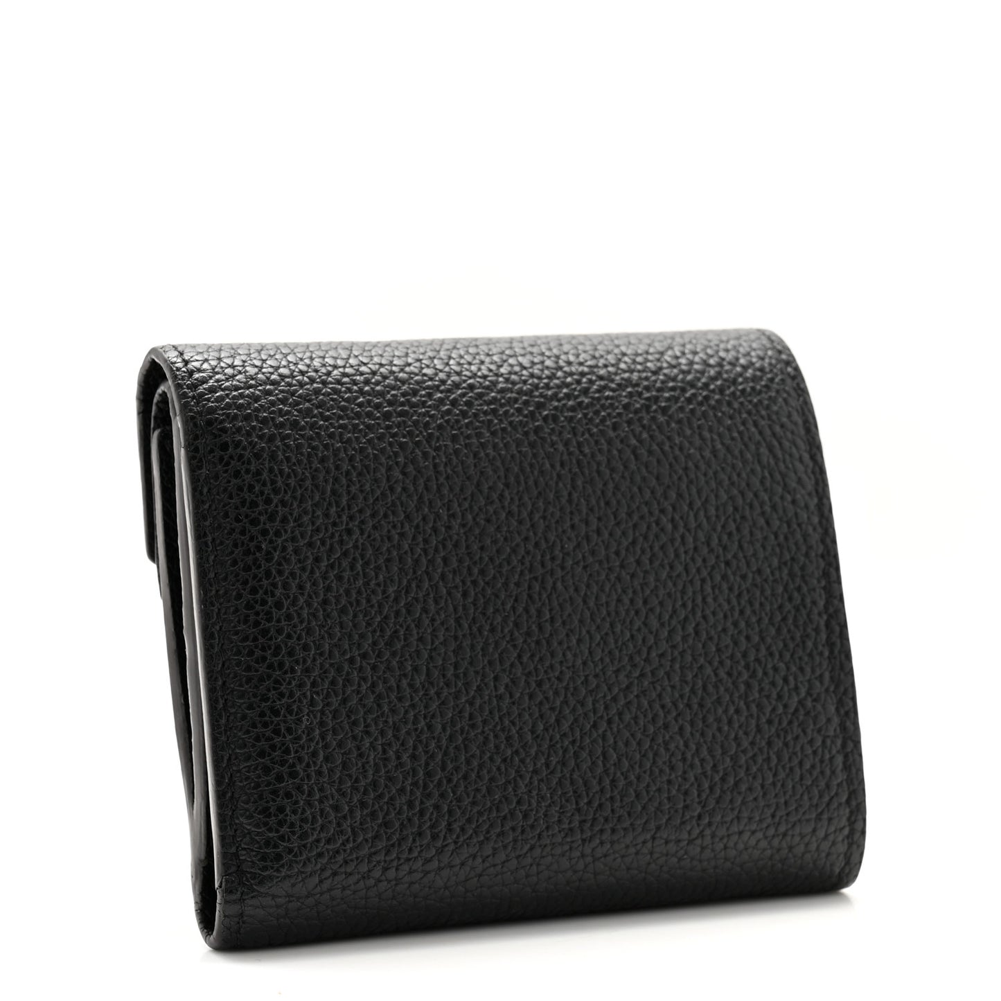 Grained Calfskin Monogram Double V Compact Wallet Black