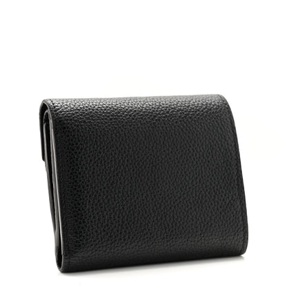 Louis Vuitton Grained Calfskin Monogram Double V Compact Wallet Black 3 of 10