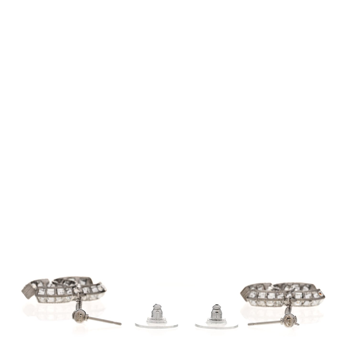 Baguette Crystal CC Drop Earrings Silver