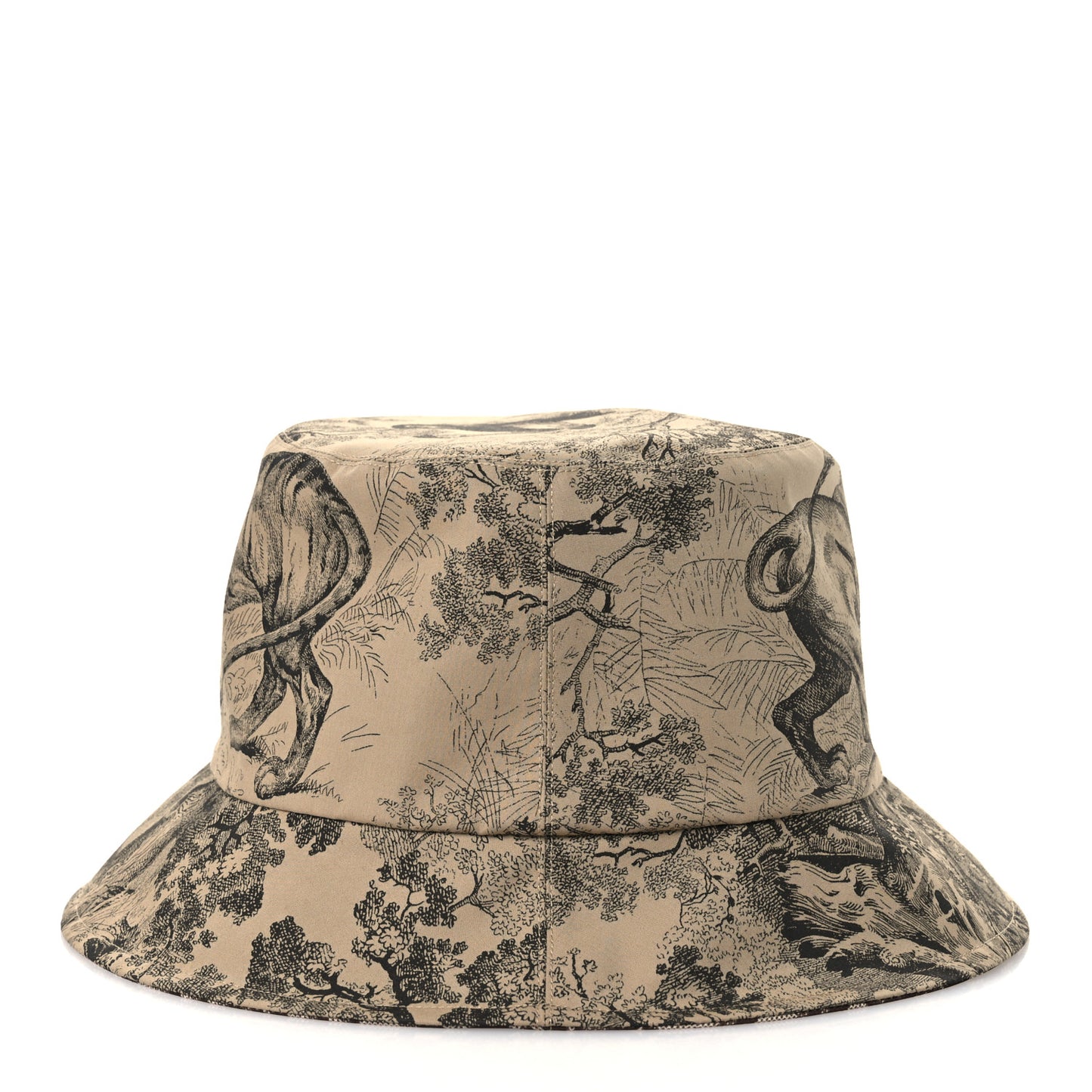 Oblique Toile De Jouy Reversible Teddy-D Brim Bucket Hat 59 Hazelnut Black