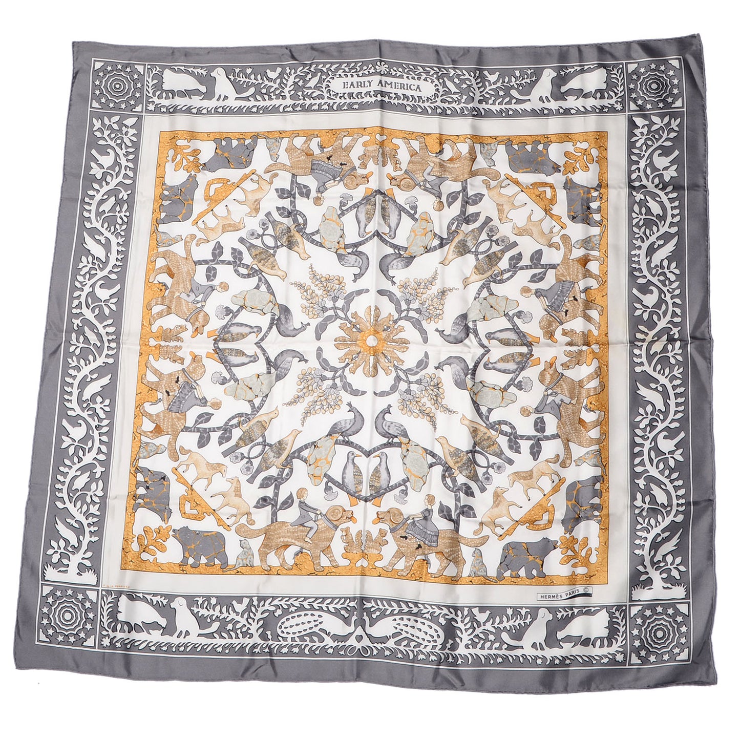 Silk Early America Scarf 90 Grey