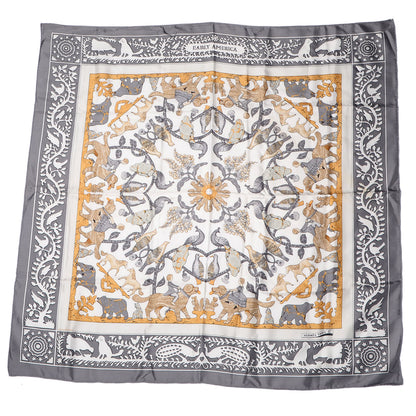 Hermes Silk Early America Scarf 90 Grey 2 of 5