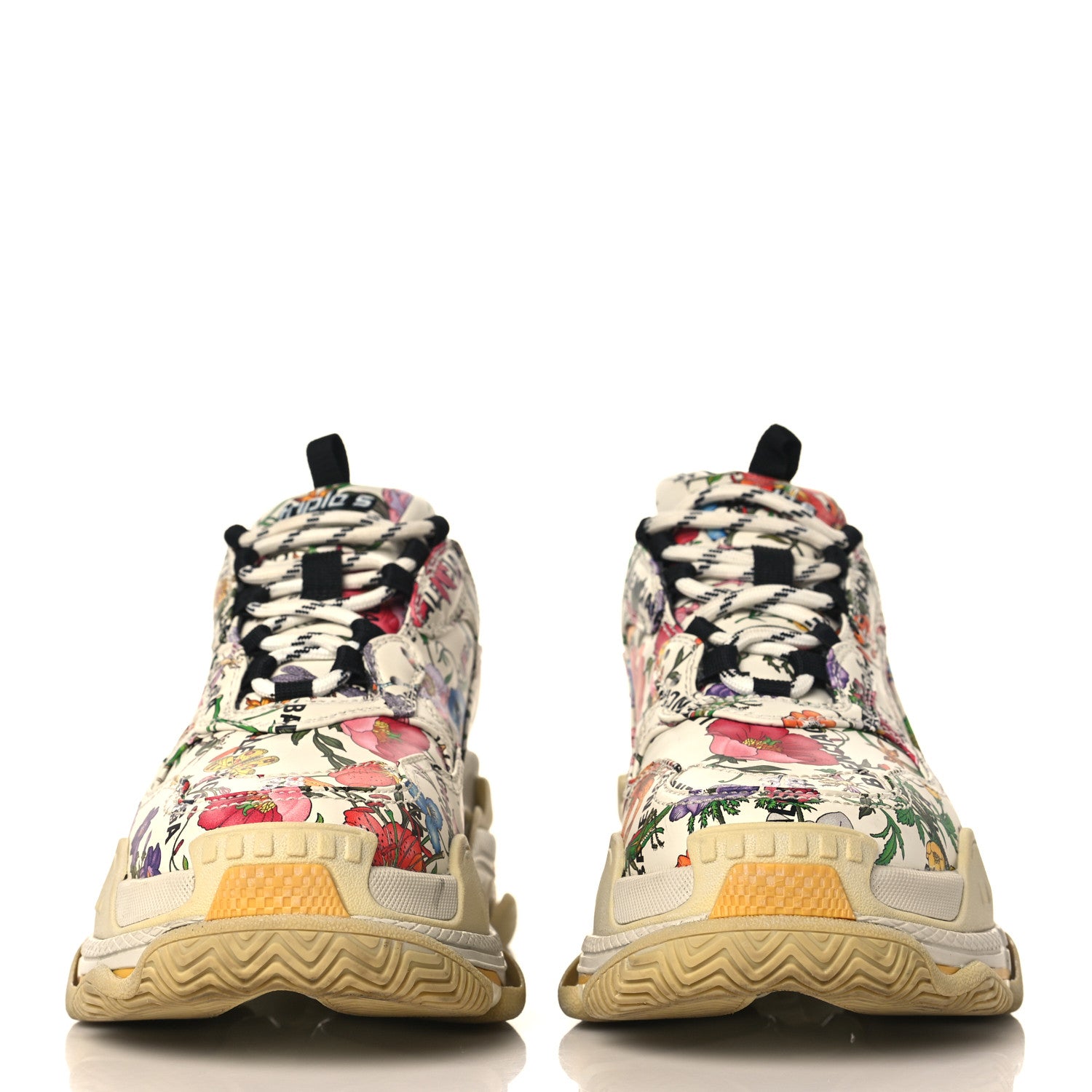 Balenciaga X GUCCI Fabric Allover Logo Flora Print Womens Triple S Sneakers 38 Multicolor White 3 of 8