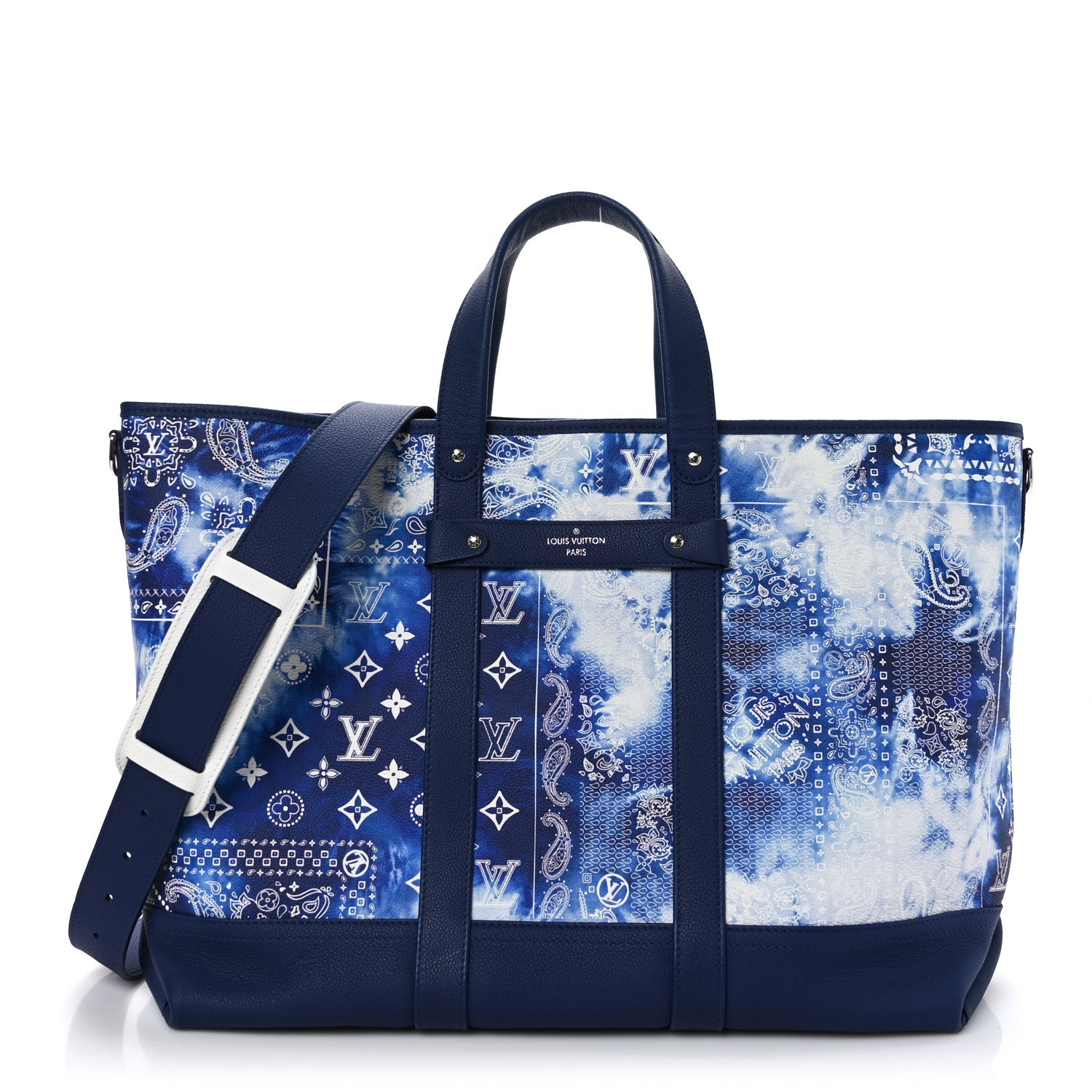 Louis Vuitton Cowhide Monogram Bandana Journey Tote Blue White 1 of 8