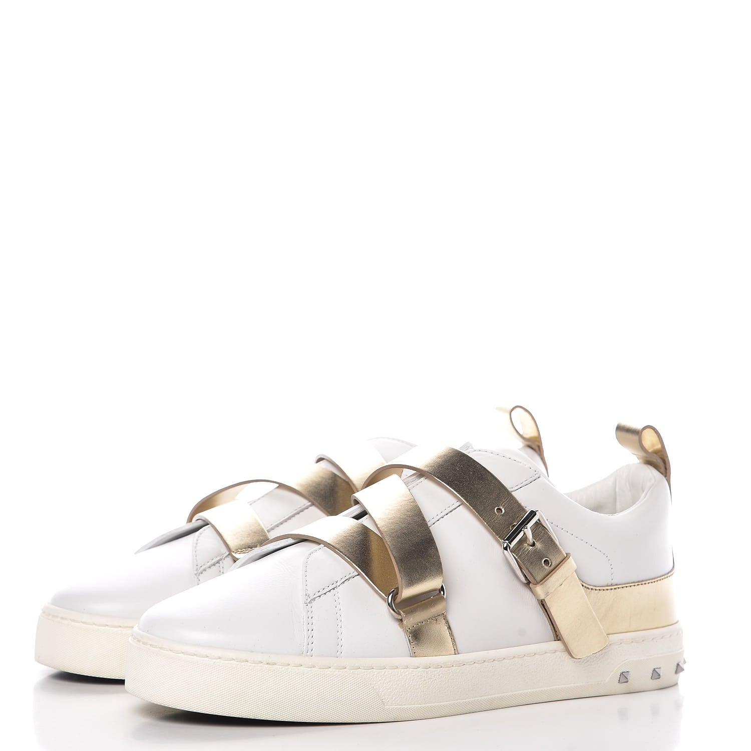 Valentino Garavani Calfskin Womens V Punk Low Top Sneakers 37 White Platino 3 of 9