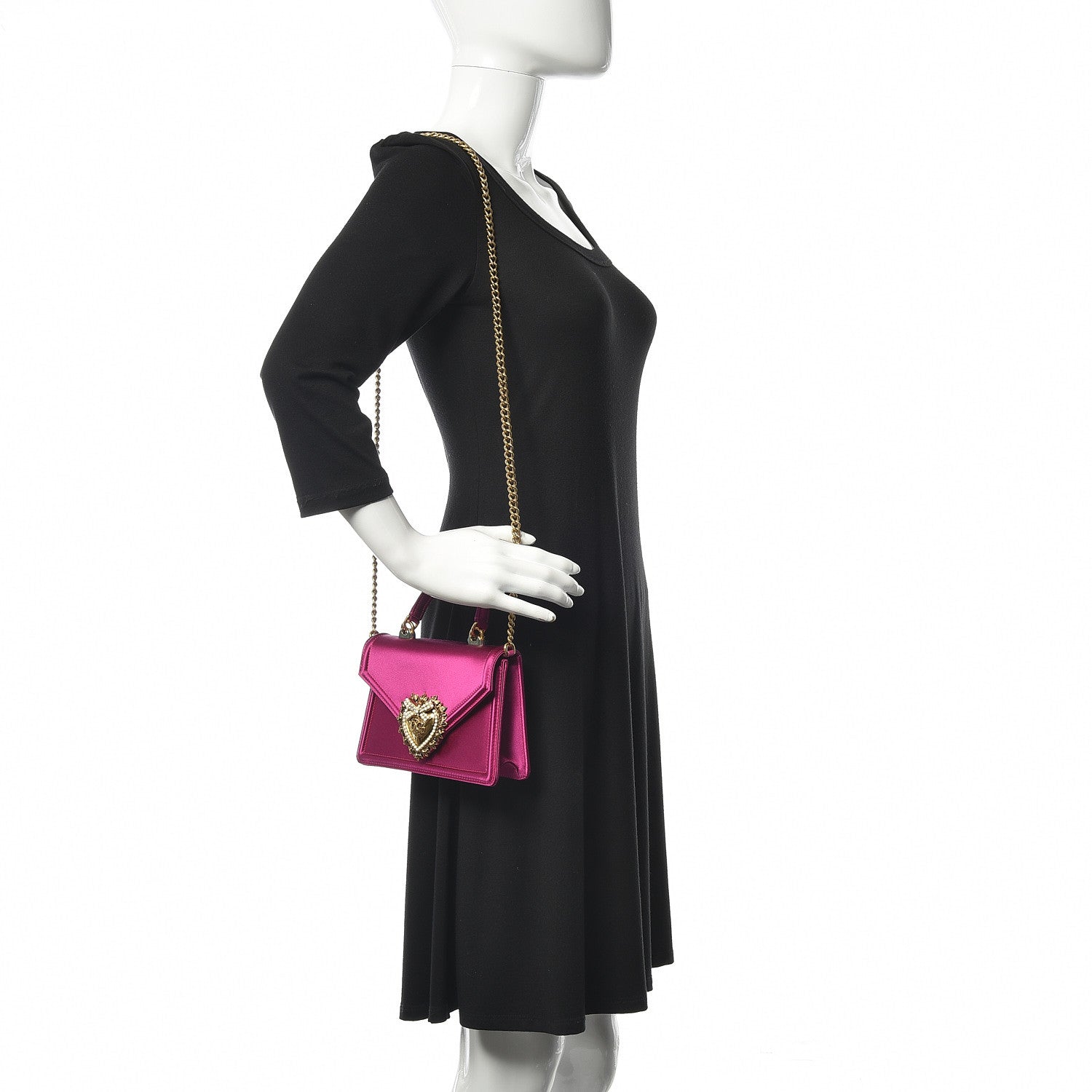 Dolce & Gabbana Silk Small Devotion Envelope Top Handle Bag Fuchsia 2 of 10