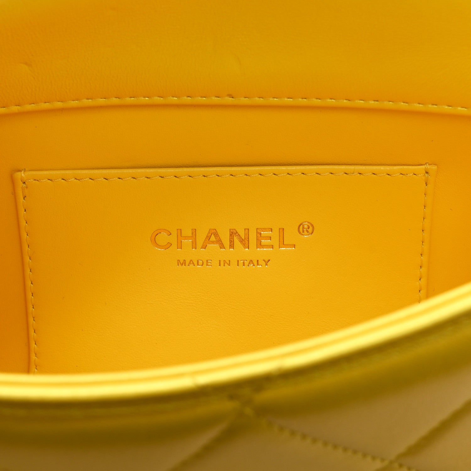 Chanel Iridescent Lambskin Quilted Mini Rectangular Pearl Crush Flap Yellow 6 of 10