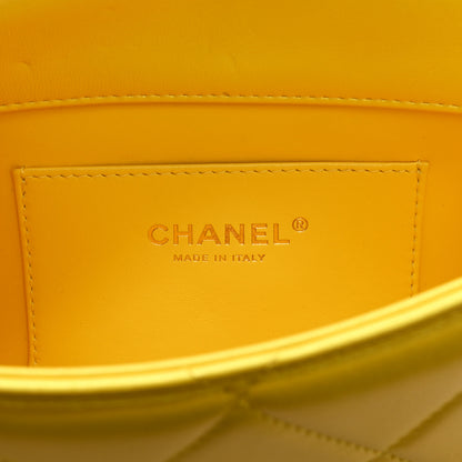 Chanel Iridescent Lambskin Quilted Mini Rectangular Pearl Crush Flap Yellow 6 of 10