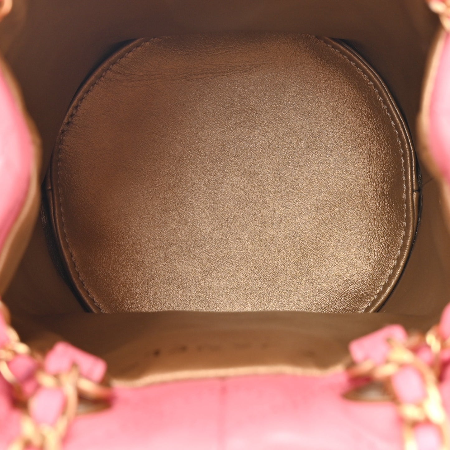 Lambskin Quilted Pearl Crush Drawstring Bag Pink