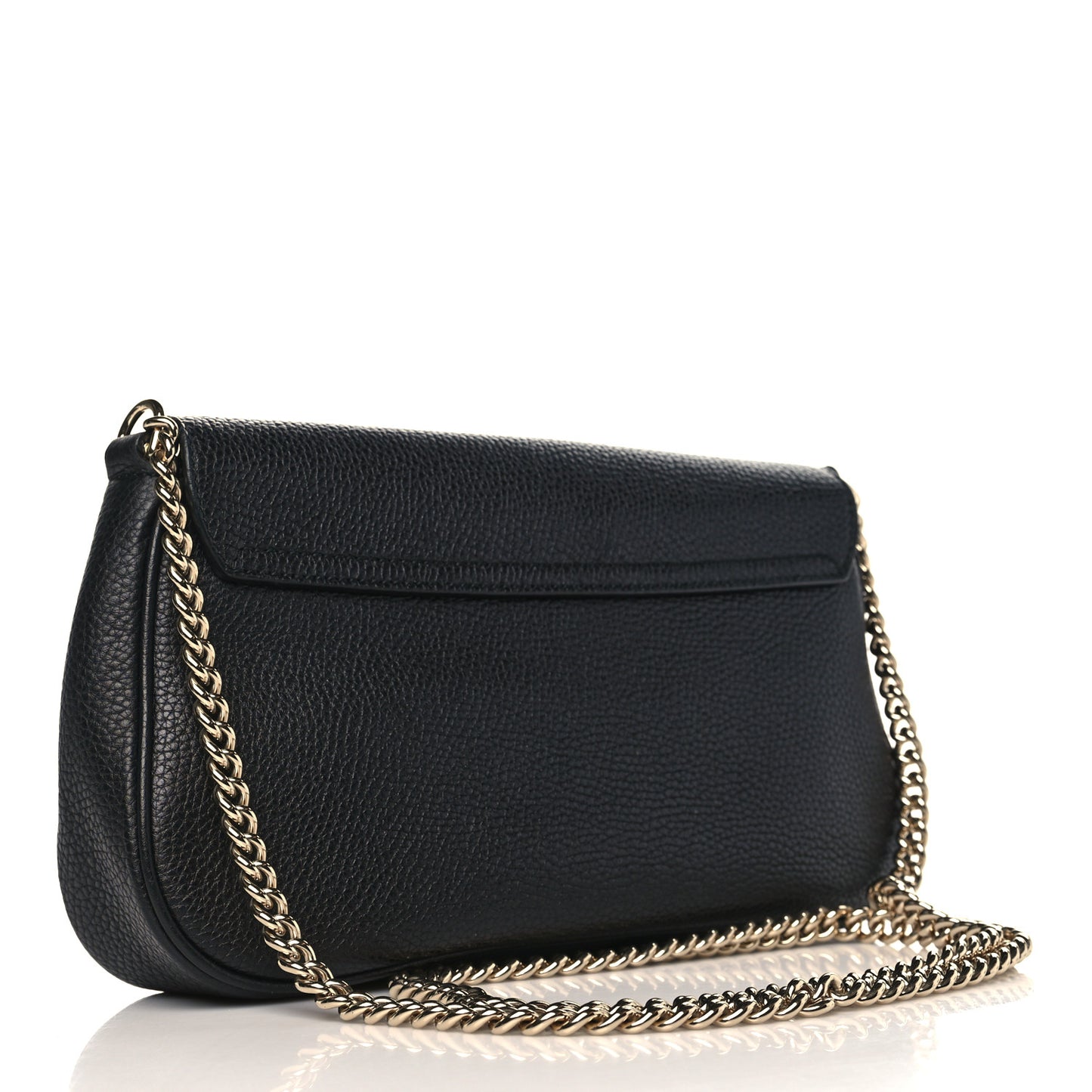 Pebbled Calfskin Medium Soho Flap Crossbody Black