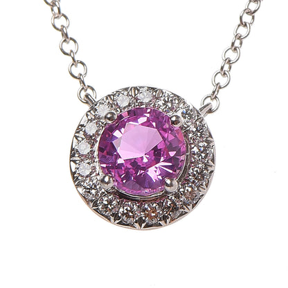 Tiffany Platinum Diamond Pink Sapphire Soleste Pendant Necklace 4 of 7