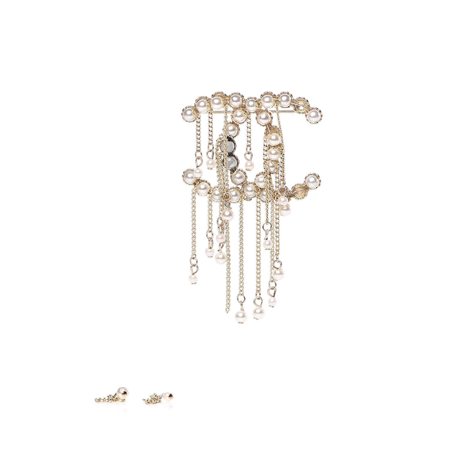 Chanel Pearl CC Dangle Brooch Gold 3 of 9