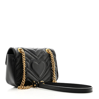 Gucci Calfskin Matelasse Mini GG Marmont Shoulder Bag Black 3 of 11