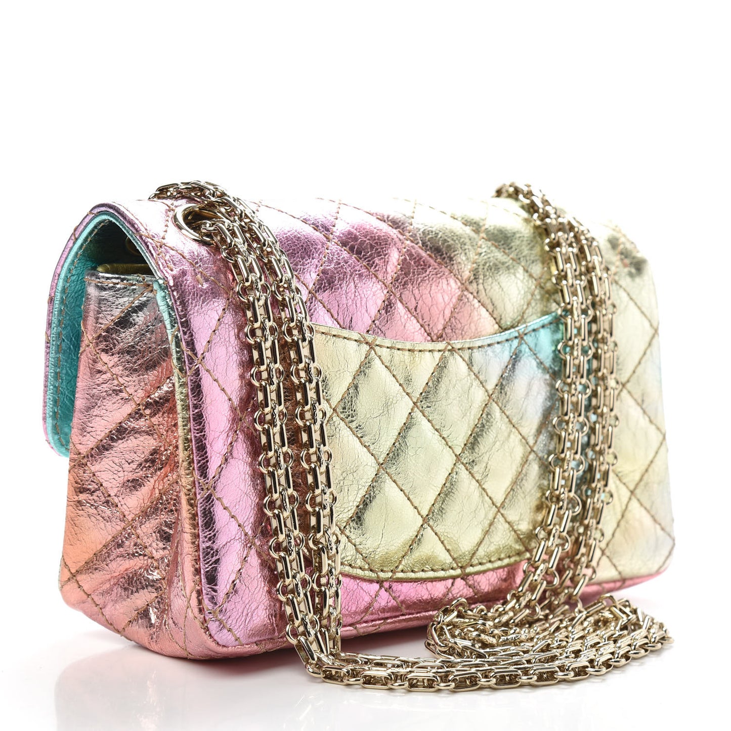 Metallic Goatskin Quilted Mini 2.55 Reissue Flap Multicolor