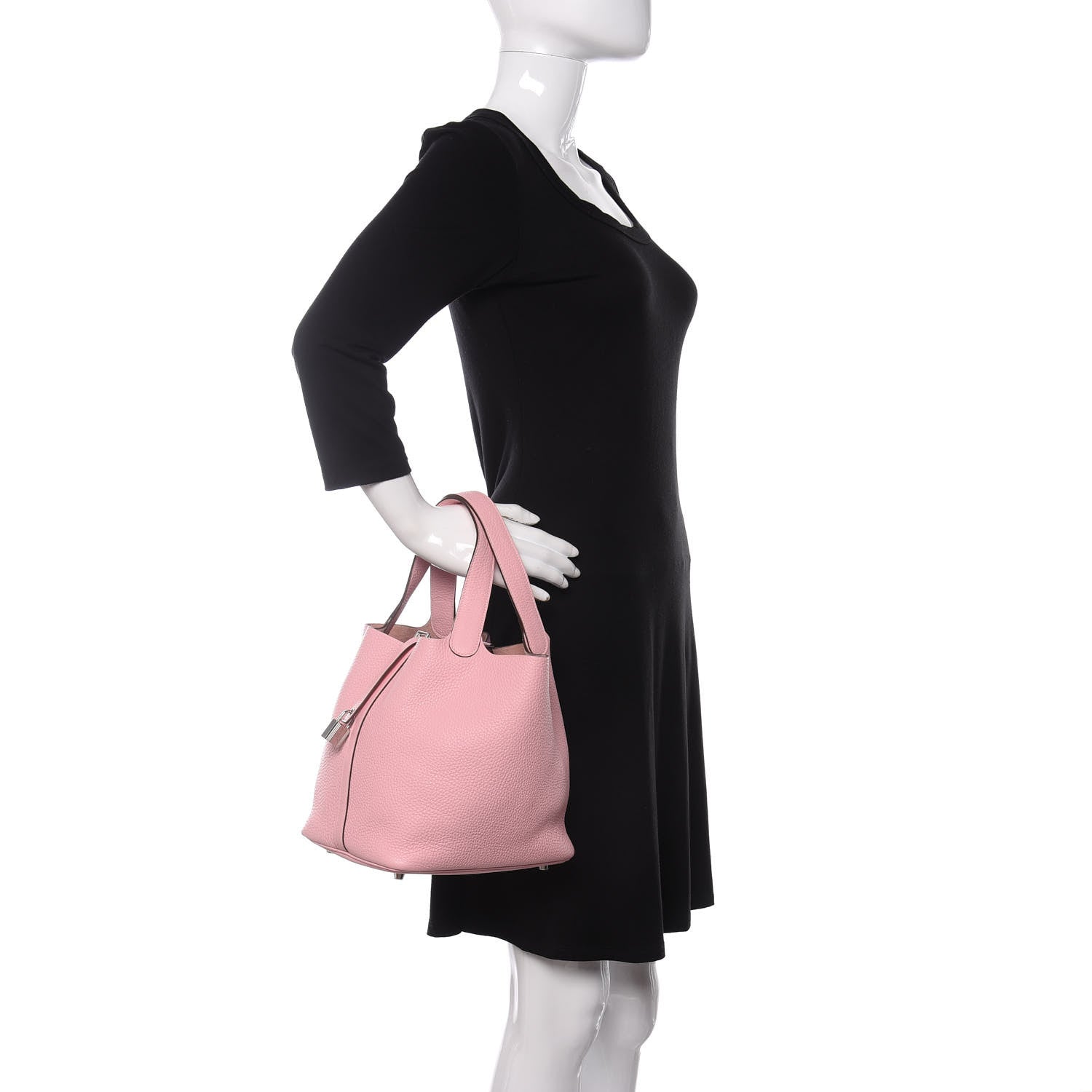 Hermes Taurillon Clemence Picotin Lock 22 MM Rose Sakura 2 of 11