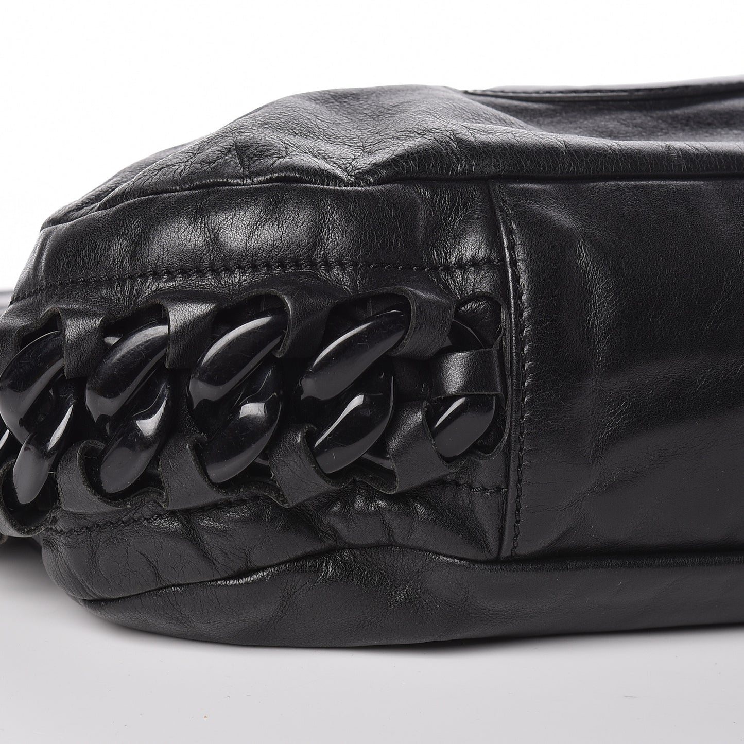 Calfskin Modern Chain Rhodoid Hobo Black
