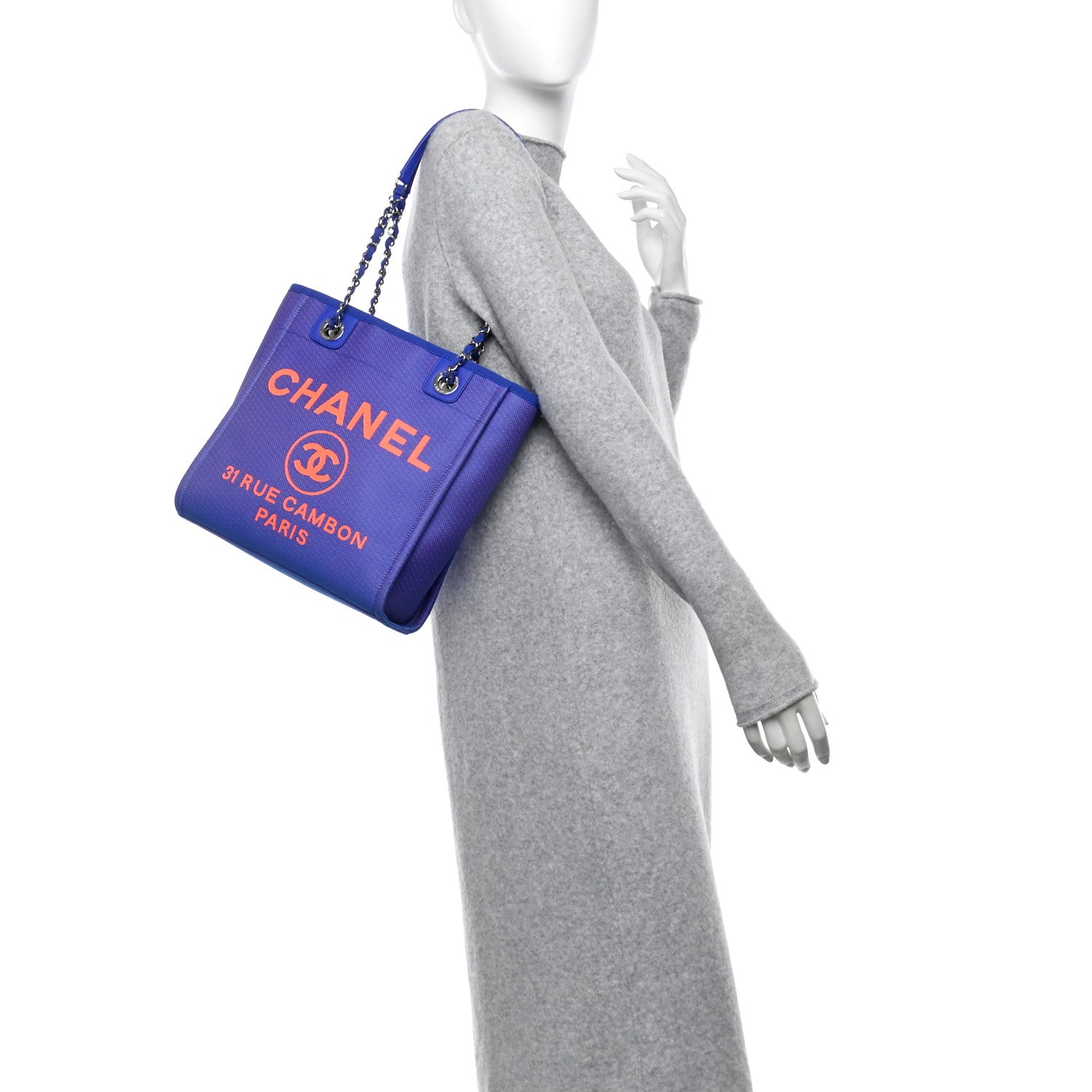 Chanel Mixed Fibers Mini Deauville Tote Blue Orange 2 of 13