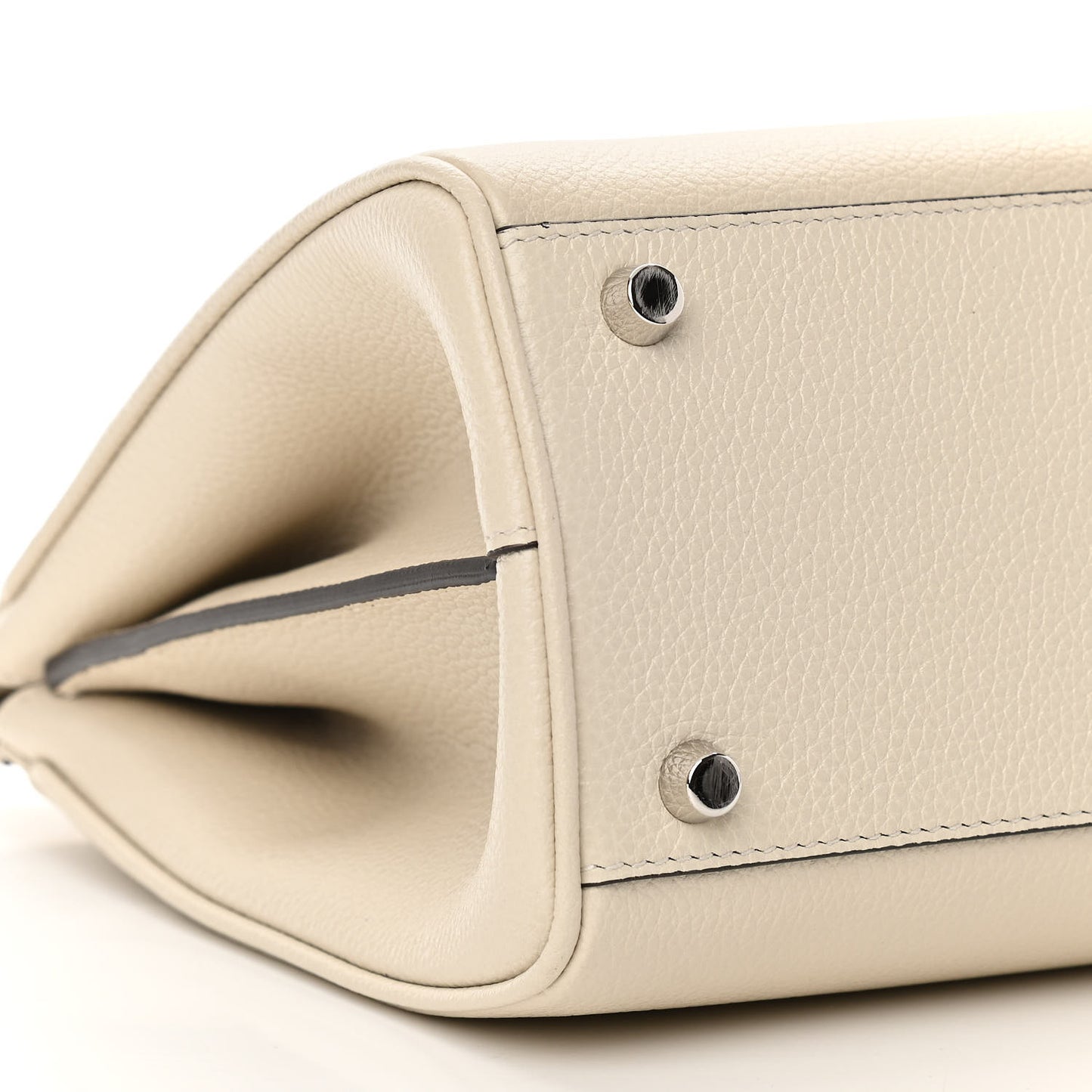 Grainy Calfskin Small Zumi Top Handle Bag Mystic White