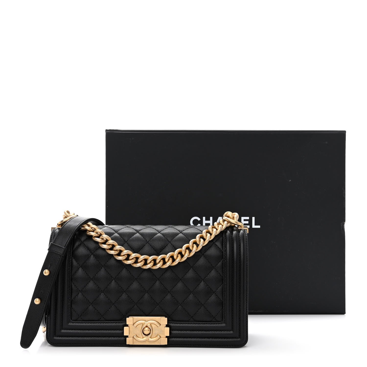 Chanel Caviar Quilted Medium Boy Flap Black 11 of 11