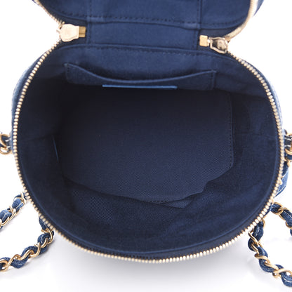 Chanel Denim Quilted Denim Trip Vanity Cosmetic Case Blue 4 of 8