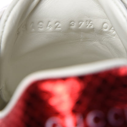 Gucci Calfskin Ayers Bee Embroidered Womens Ace Sneakers 37.5 White Green 10 of 16