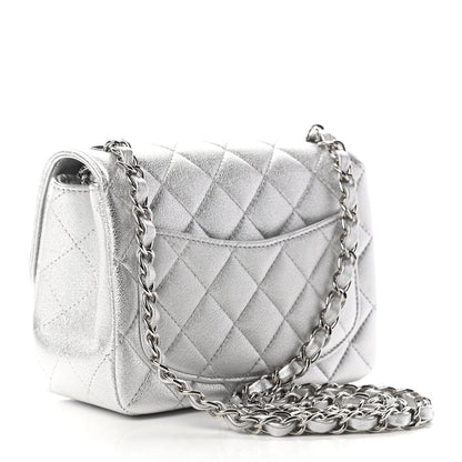 Chanel Metallic Lambskin Quilted Mini Square Flap Silver 3 of 9