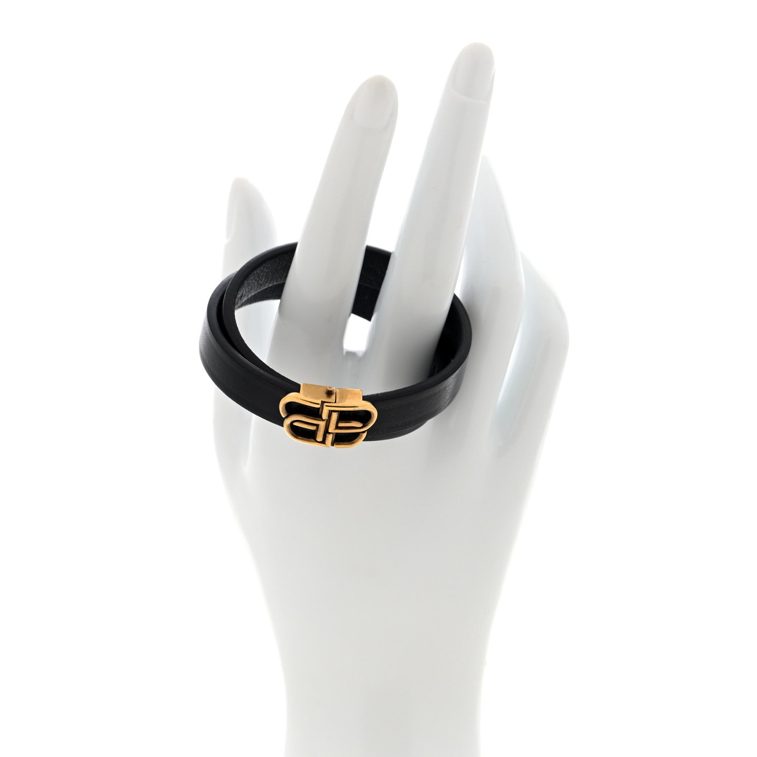Balenciaga Calfskin BB Wrap Bracelet S Black 2 of 5