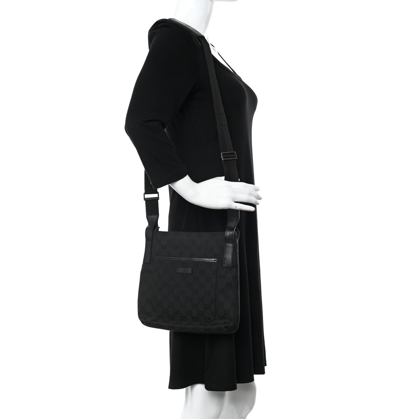 Monogram Flat Messenger Bag Black