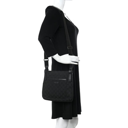 Gucci Monogram Flat Messenger Bag Black 2 of 11