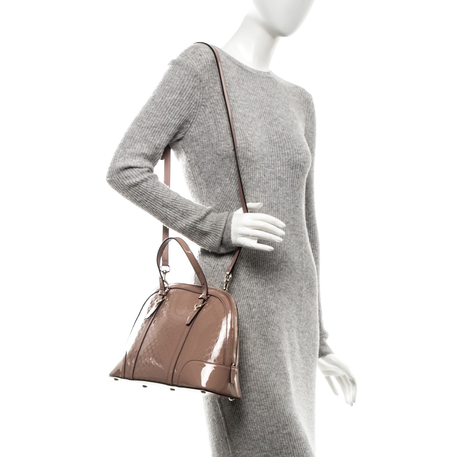 Gucci Patent Microguccissima Small Nice Top Handle Dome Bag Dark Cipria 2 of 7