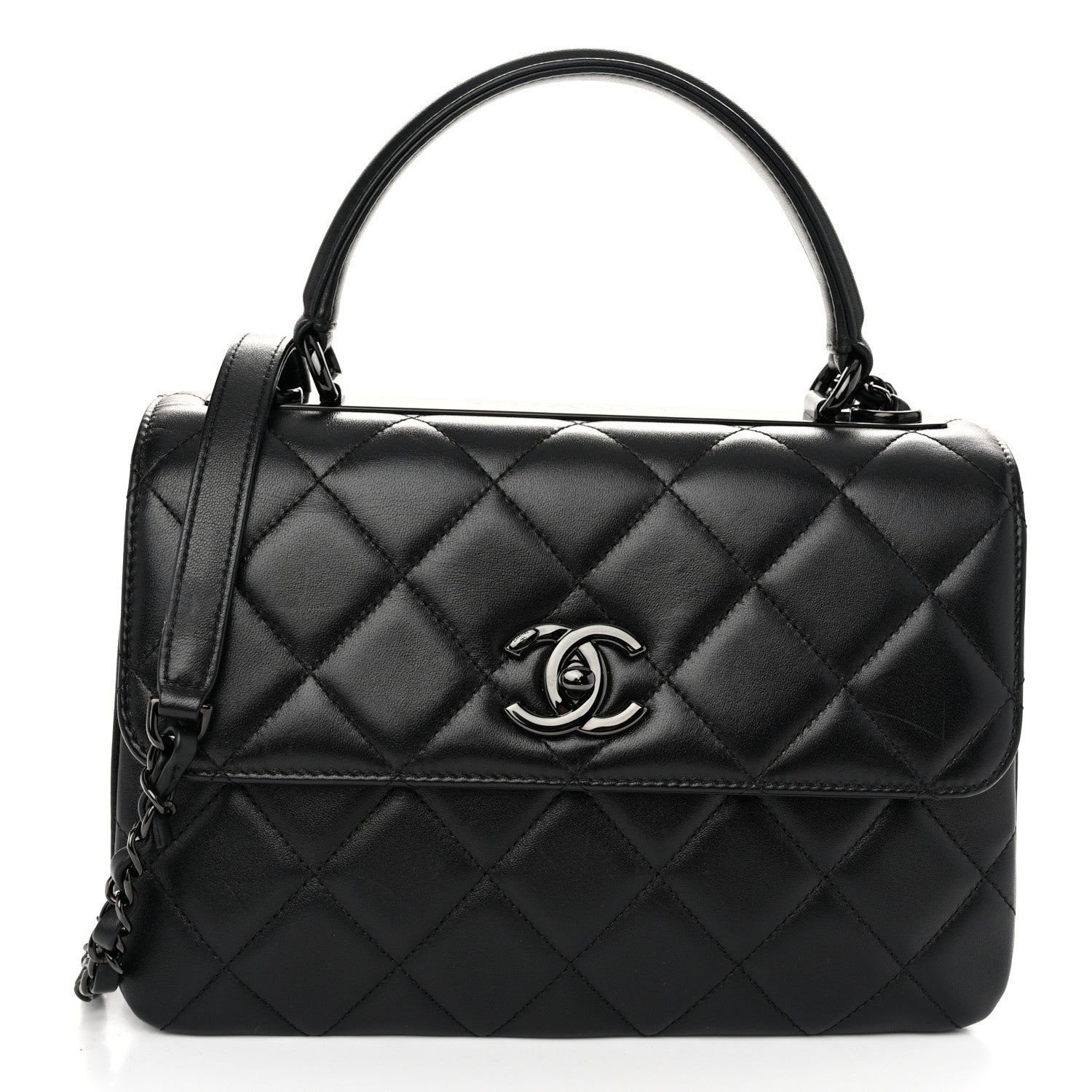 Chanel Lambskin Quilted Small Trendy CC Dual Handle Flap Bag So Black 1 of 13