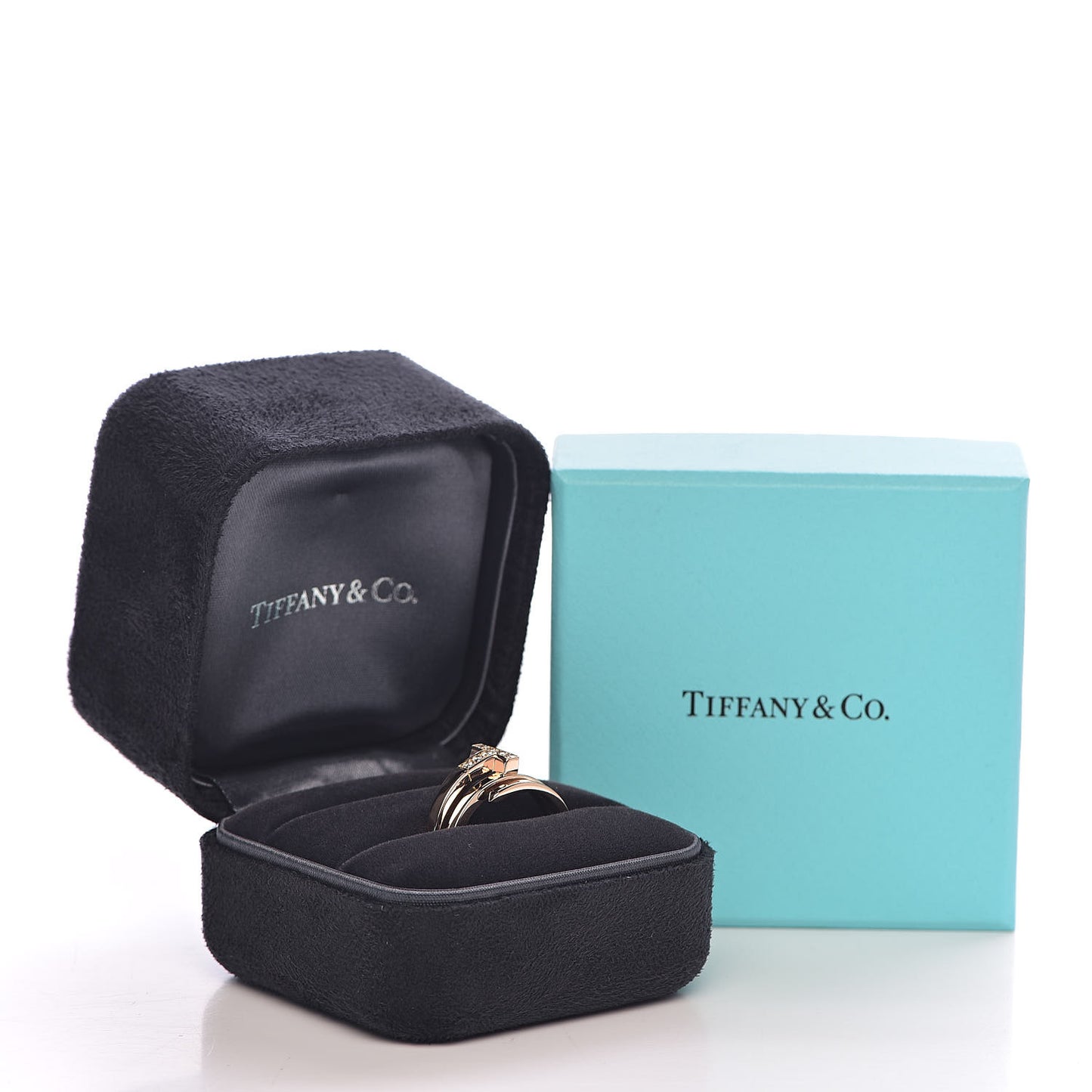 18K Rose Gold Diamond T Square Wrap Ring 58 8.25