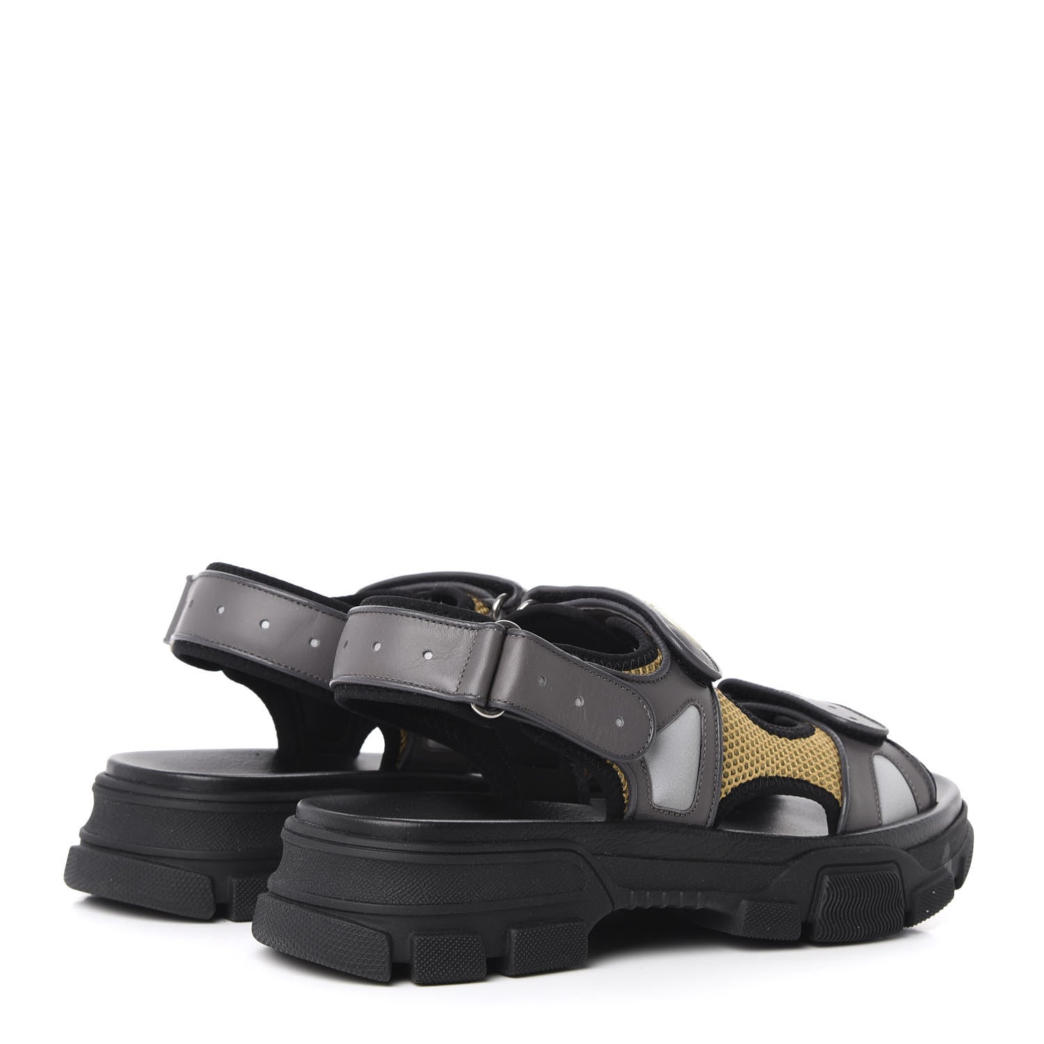 Gucci X SEGA Nappa Mesh Mens Aguru Sandals 11 Loess Black 4 of 9
