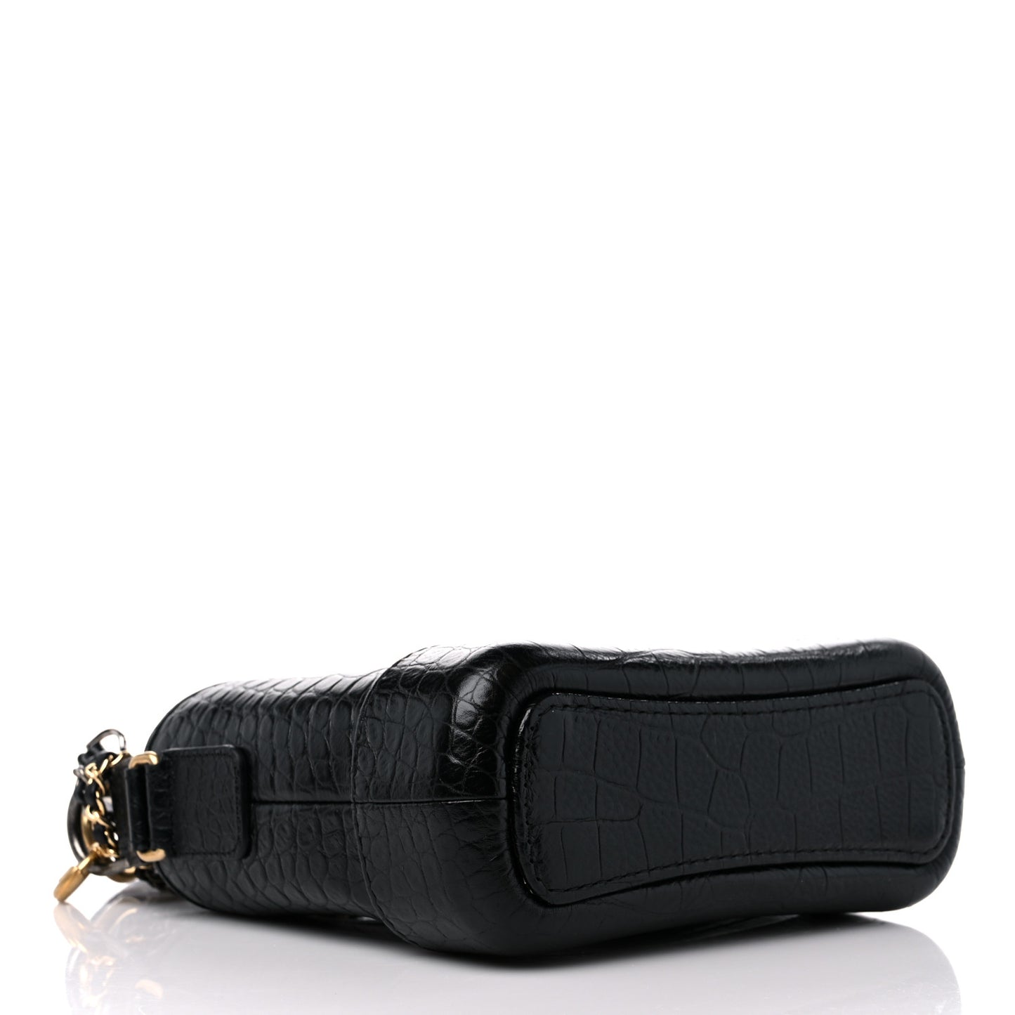 Calfskin Crocodile Embossed Small Gabrielle Cocodile Hobo Black