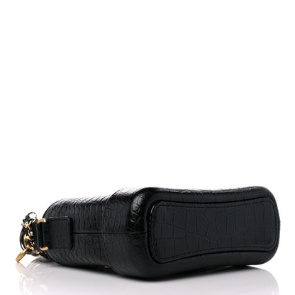 Chanel Calfskin Crocodile Embossed Small Gabrielle Cocodile Hobo Black 4 of 10