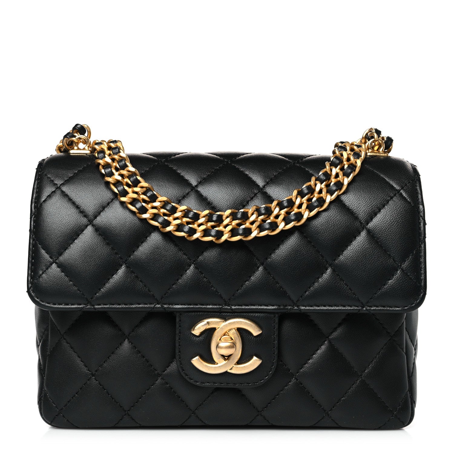 Chanel Lambskin Enamel Quilted Mini Flap Black 1 of 9