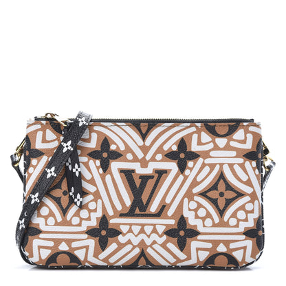 Louis Vuitton Monogram Giant Crafty Double Zip Pochette Creme Caramel 1 of 11