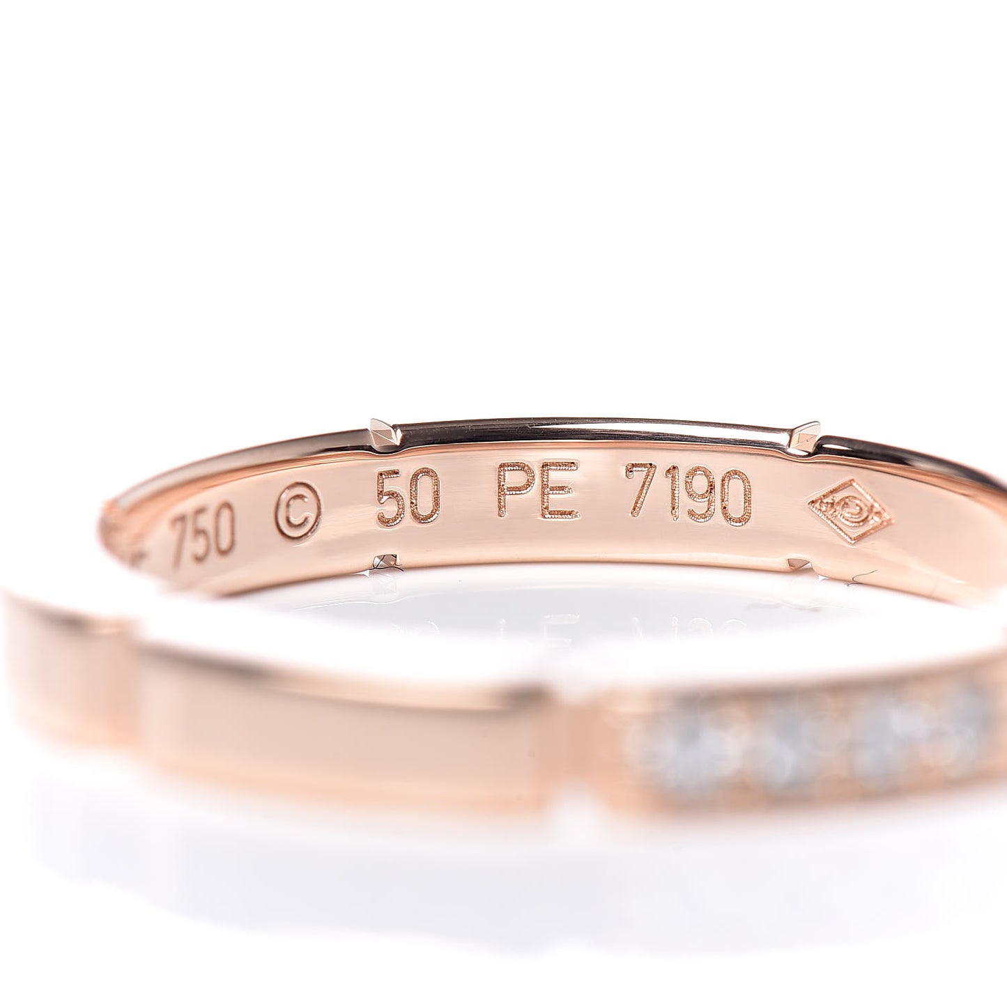 18K Pink Gold Diamond Maillon Panthere Wedding Band Ring 50 5.25