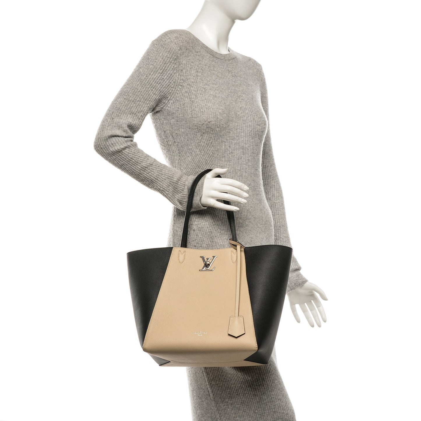 Calfskin Lockme Cabas Vanille Black
