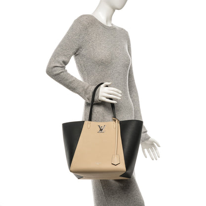 Louis Vuitton Calfskin Lockme Cabas Vanille Black 2 of 9