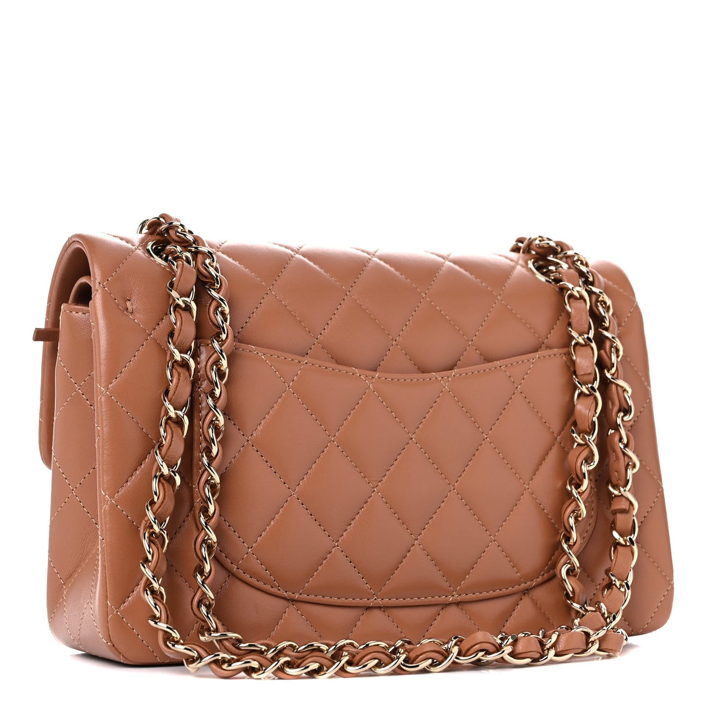 Lambskin Quilted Small Double Flap Brown