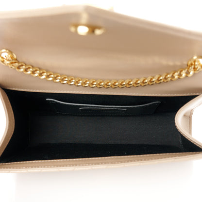 Saint Laurent Grain De Poudre Textured Mixed Matelasse Triquilt Small Monogram Satchel Dark Beige 5 of 11
