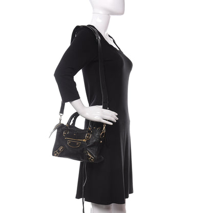Balenciaga Chevre Gold Metallic Edge Hardware Mini City Black 2 of 12