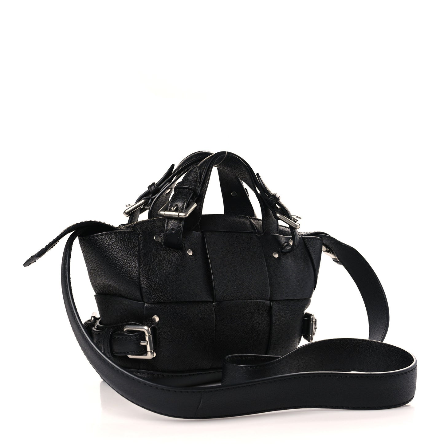 Grained Calfskin Arco Tool Tote Black
