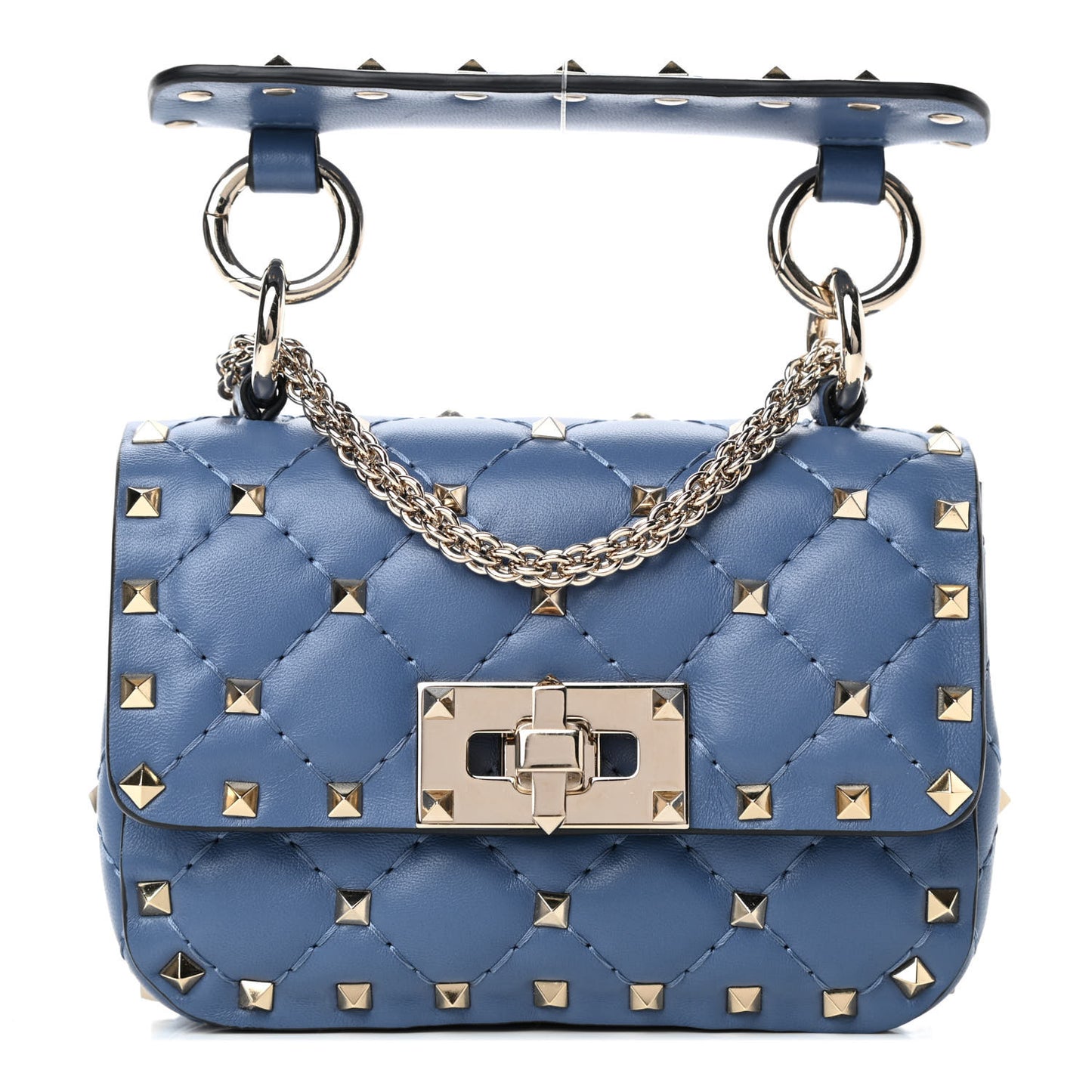 Nappa Micro Rockstud Spike Shoulder Bag Blue Powder