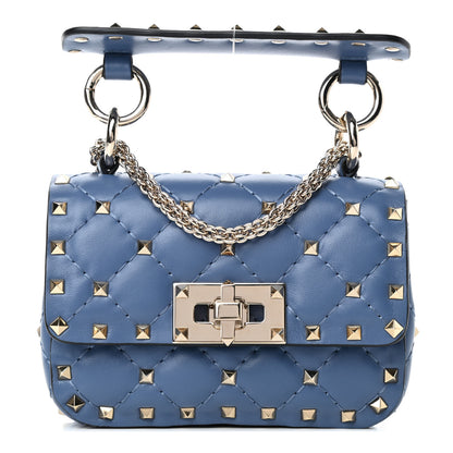Valentino Garavani Nappa Micro Rockstud Spike Shoulder Bag Blue Powder 1 of 4